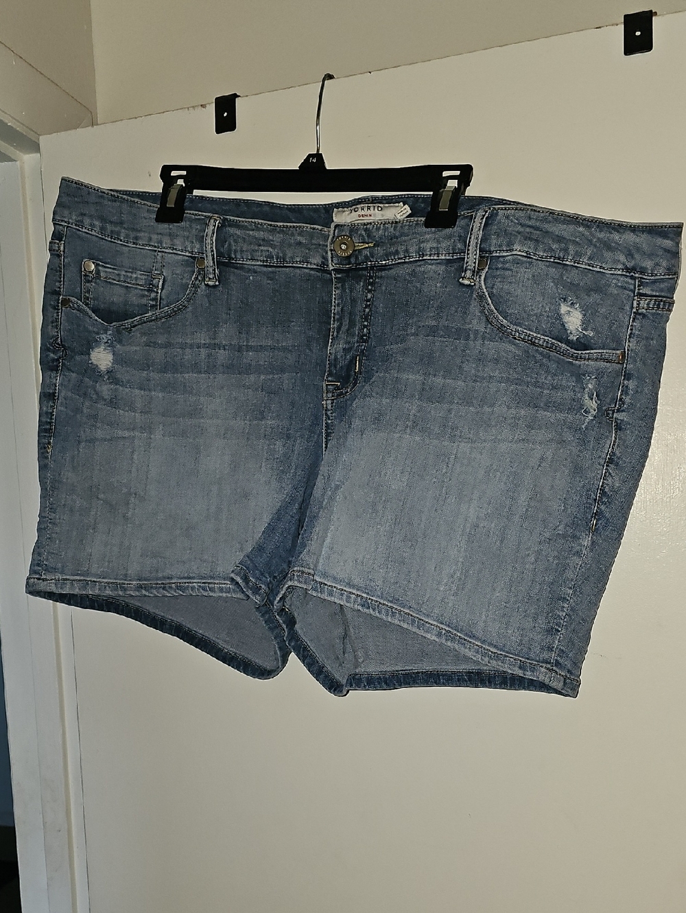 torrid Light Blue Distressed Denim Shorts